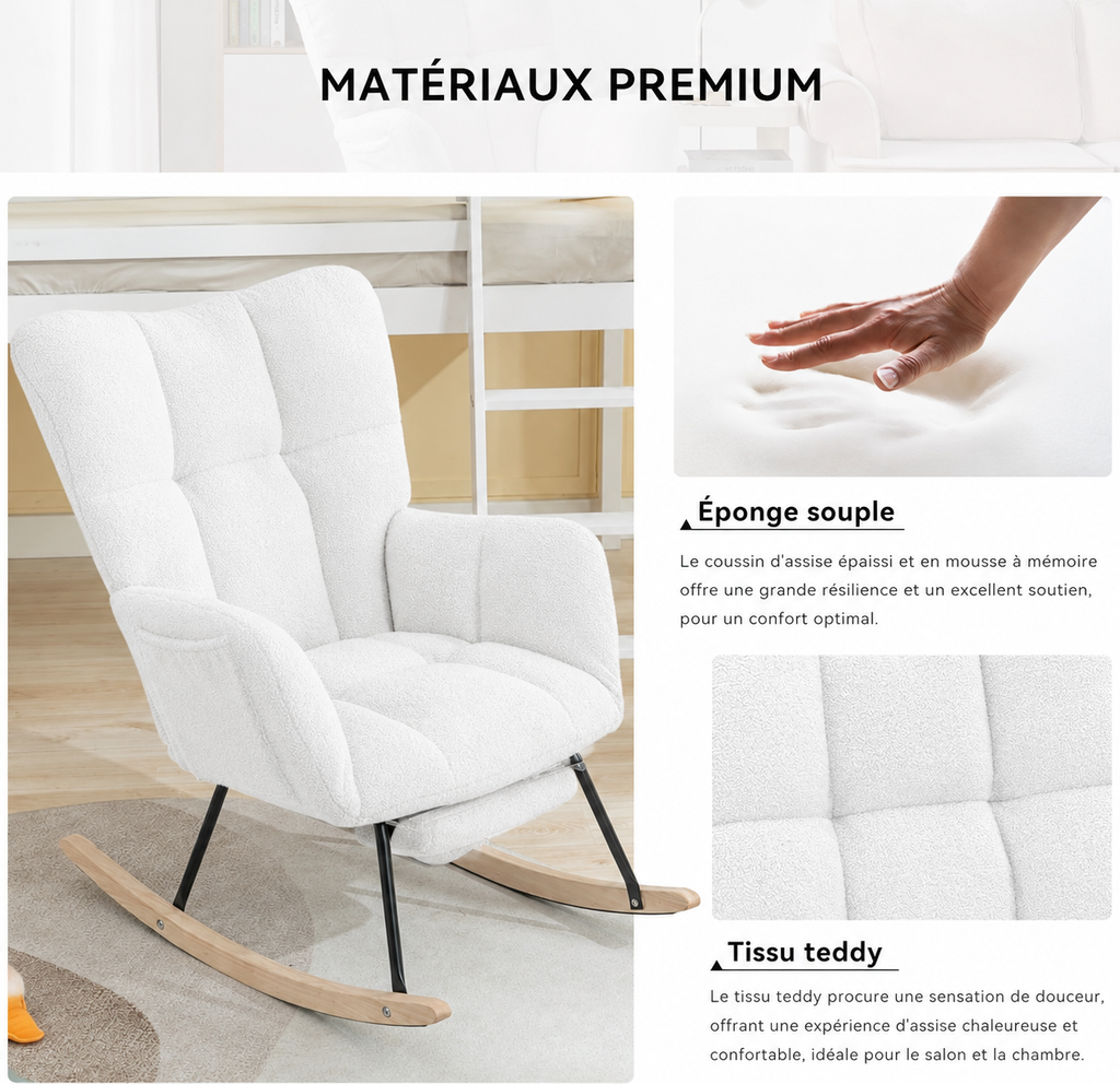 Fauteuil à Bascule Repose-pieds Teddy - Maison Noma