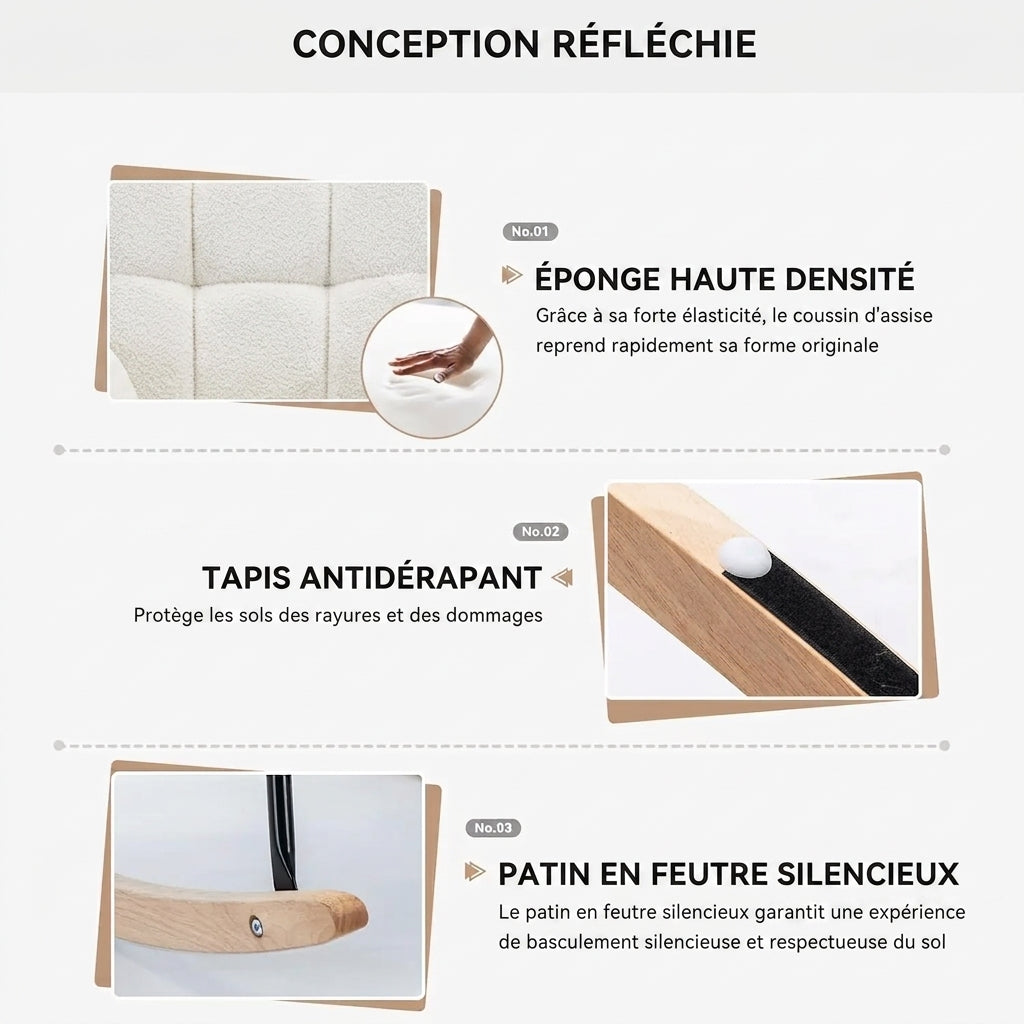 Fauteuil à Bascule Appui-Tête Teddy - Maison Noma