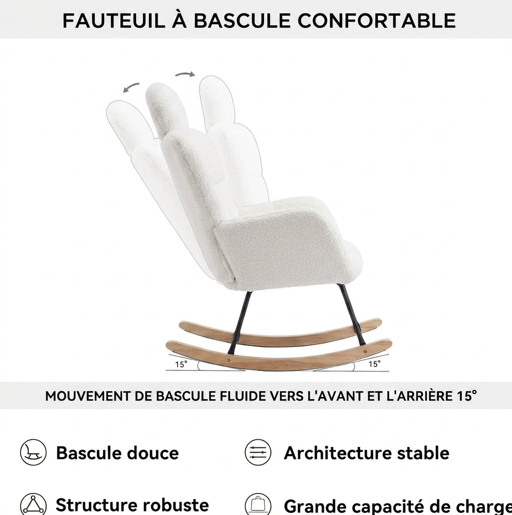 Fauteuil à Bascule Appui-Tête Teddy - Maison Noma