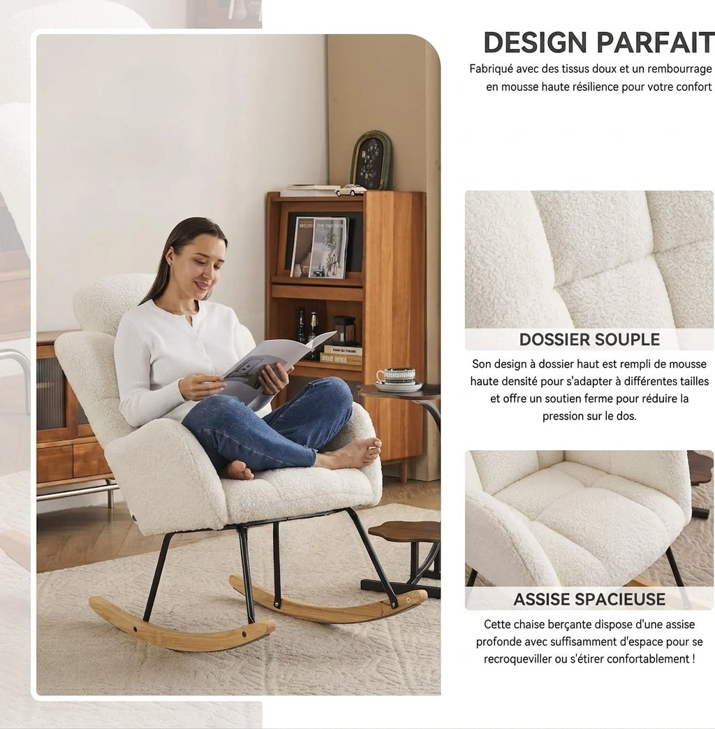 Fauteuil à Bascule Appui-Tête Teddy - Maison Noma