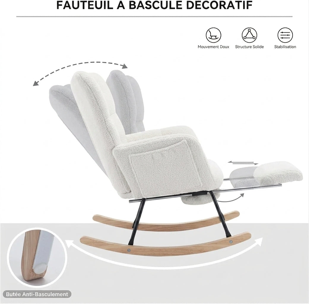 Fauteuil à Bascule Repose-pieds Teddy - Maison Noma